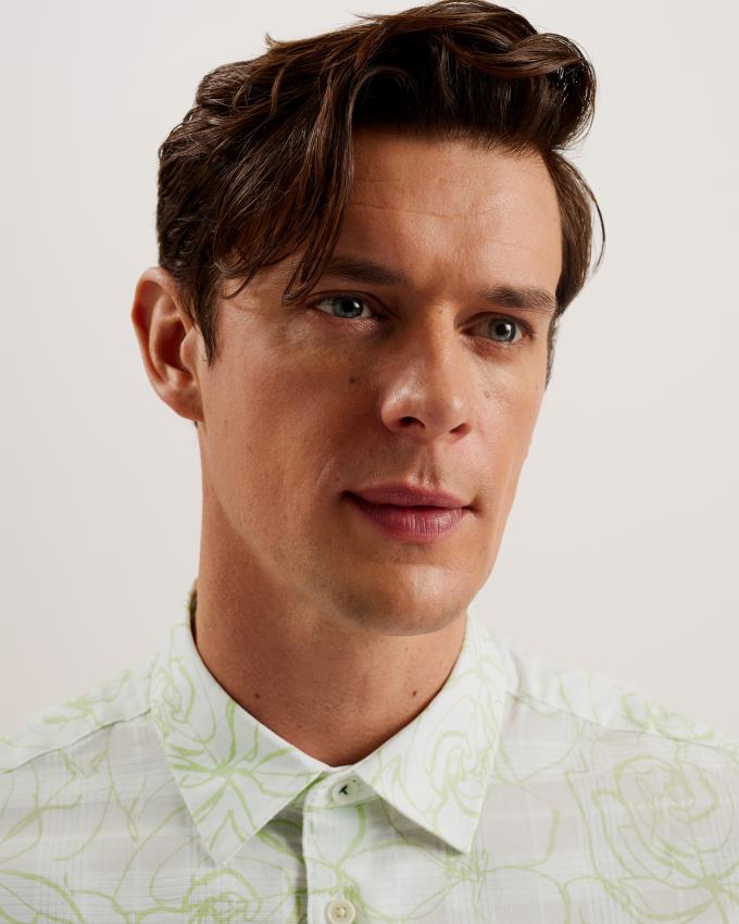 Chemises Ted Baker Short Sleeve Printed Cotton Blanche Homme | ZSD-49972869